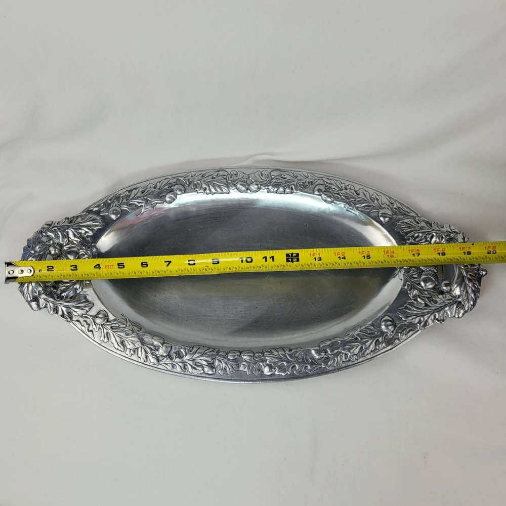Arthur Court 1987 Vintage Aluminum Oak Leaf Acorn Oval Serving Tray - Picture 6 of 8